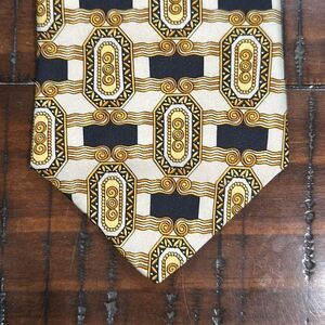 Emilio Romano silk neck tie vintage black gold cream